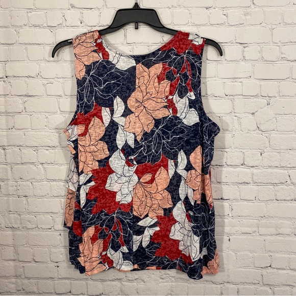 Catherines Womens Shirt 2XWP 22/24WP Floral Print Sleeveless Round Neck Tiered - Picture 4 of 5